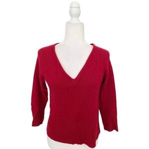 Evelyn Grace Red Cashmere Sweater V neck Size S